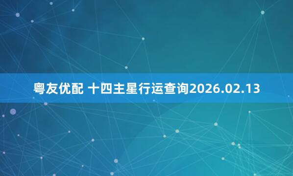 粤友优配 十四主星行运查询2026.02.13